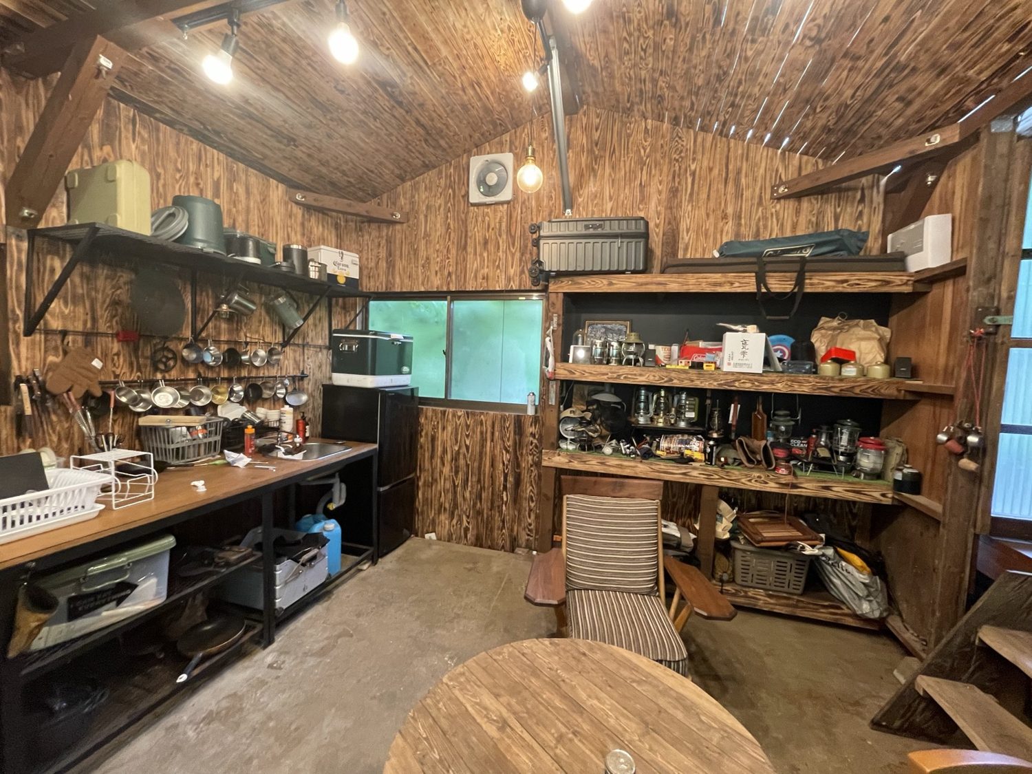 道具のそろった全天候の倉庫